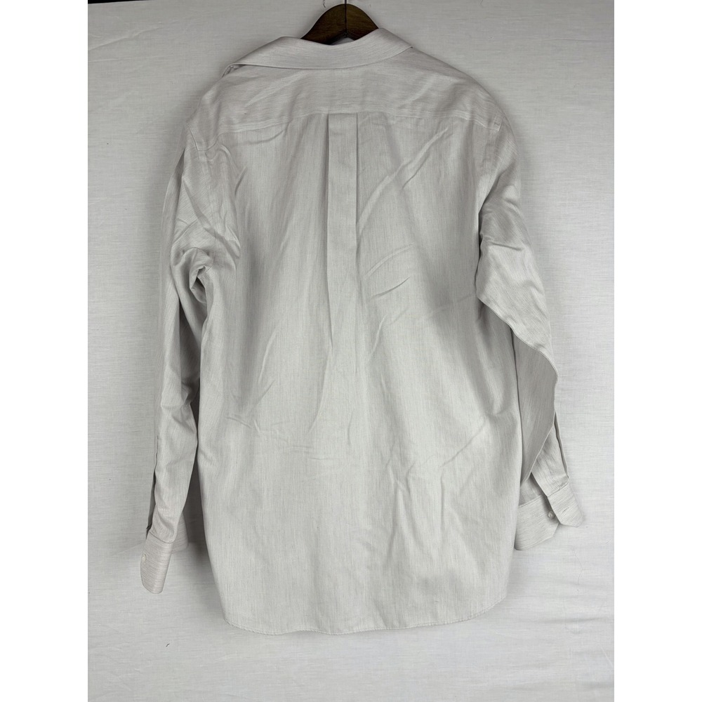 Cremieux Slim Fit Dress‎ Shirt Mens 16.5 35 Gray 100% Pima Cotton Non-Iron L/S - Picture 10 of 14